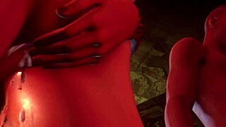 chicas banging hard with two guys in a wild sex dungeon.