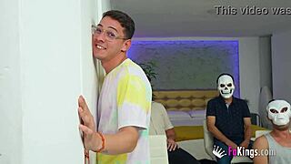 ammy the redhead enjoys our gloryhole with glee in this reality scene