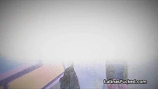 latina gf sucks cock outdoors on the street