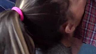 Candie Cross Kneels For Facial Blowjob Cumshot