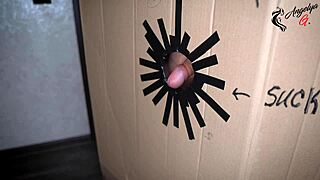 gloryhole cock sucked hard with messy cum facial