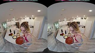 Hot Blonde Ailee Anne Rides Cowgirl in Kitchen for Shaved Pussy Creampie