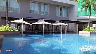 busty pinay shows her big tits while in the pool