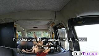 Blonde babe's huge ass fucked hard by fake driver outdoors