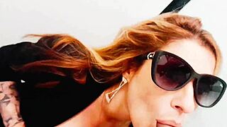 Hot Redhead Sneaks into Men's Bathroom for Wild Blowjob