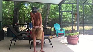 milfbecca meets couple on patio balcony voyeur