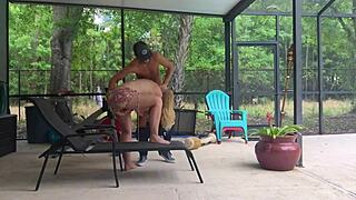 Voyeuristic milf becca enjoys a big cock on the balcony