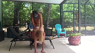 milfbecca meets couple on patio balcony voyeur