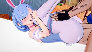 Hot Rem maid from Re Zero banged as bunny on bed! 🐰