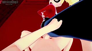 harley quinn getting slammed hard pov in wild cartoon action.
