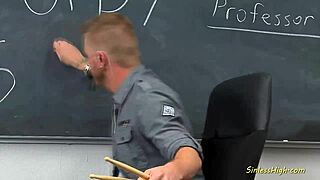 slutty brunette seduces teacher 😈