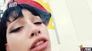 Novinha magrinha does anal gape with Amber Kai in LP Produções video