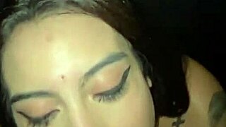 Tattooed wife enjoys a quiet moment in the club bathroom