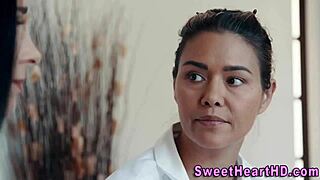 Busty lesbian milf rides strapon hard?