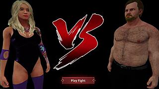 Nelly battles Ethan in naked 3D wrestling with rough anal. Doggy and cowgirl moves dominate the fight.