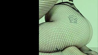 this sexy fishnet babe with big tits and juicy ass gets slapped in a pov close-up scene