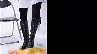 Intense boot foodcrush on ass fetish