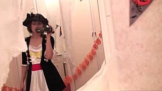 Sexy Caribbean pirate girl strips for webcam