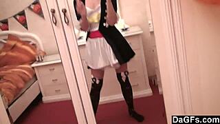 Sexy Caribbean pirate girl strips for webcam