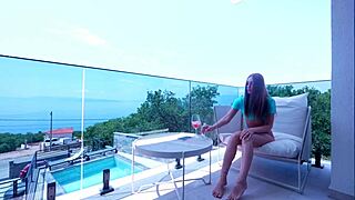 hot babe performs rough footjob on cock leading to cumshot