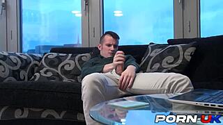 Blonde Brit Amber Deen Catches Him Wanking Then Rides His Dick Hard