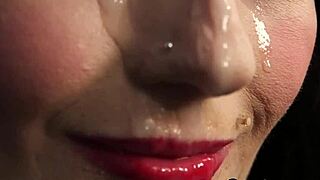 Peachy girl receives a facial and swallows cum in wild session
