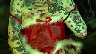 milf on the shelf xmas solo orgasm with piercing and fingering.