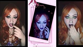 goddess lana tricks amateurs into cei teasing over liquid lunch. her cute instructions make them jerk off hard.