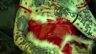 milf on the shelf xmas solo orgasm with piercing and fingering.