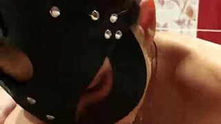 Masked Brunette Gags On Cock In Bathroom Doggy Style POV Blowjob Leading To Cumshot