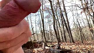 risky outdoor cum session with horny amateurs going naked for maledom and raw masturbation.