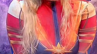 hey, watch captain marvel ride that thick ebony dildo hard!