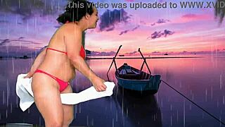 preview of 4k love in the rain with agarabas and olpr stripping on beach