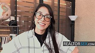 Nerdy girl in glasses says she's on the pill, so cream her tight pussy POV