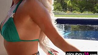 Perfect blonde Veronika Skylee strips naked outdoors. Her natural beauty shines in solo posing.