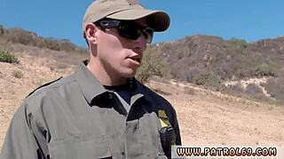 Blonde stunner seduces on car hood in police uniform