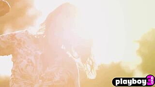 perfect small tits milf anetta keys posing outdoor after striptease