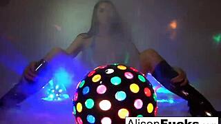 sexy big boobed disco ball babe alison tyler masturbates nude at night club