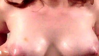 redhead gives joi with oiled tits rubbing and jack off count down