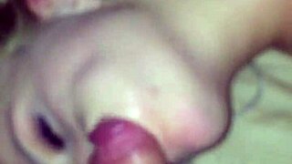 blonde teen gags hard on a massive cock in homemade facial vid.