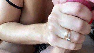 the beautiful young housewife in lingerie is jerking off and sucking three cocks, cumming in her mouth at night