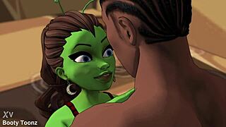 Green skinned big booty alien gets fucked good by bbc in inter dimensional sex