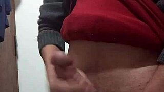 skinny guy jerks off with clothes on