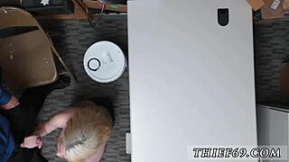 Blonde teen thief gets fucked by old border patrol officer in uniform