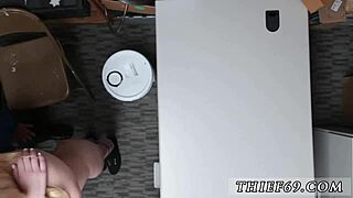 Blonde teen thief gets fucked by old border patrol officer in uniform