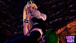 in a wild 3d tale, luigi faces bowser princess with steamy encounters