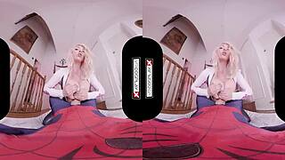 Spider Gwen blowing your mind with her mouth and pussy?