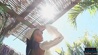 petite asian teen hannah le strips naked on a quiet ranch for playboy