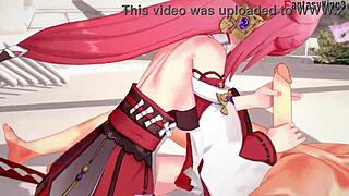 yae miko, you sucking in genshin impact fantasy