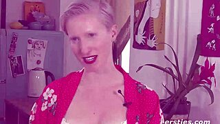 Blonde girl enjoys dildo play